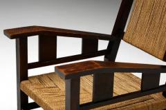 Francis Jourdain Easy Chair in Solid Wood and Rope France 1930s - 3427242