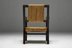 Francis Jourdain Easy Chair in Solid Wood and Rope France 1930s - 3427332