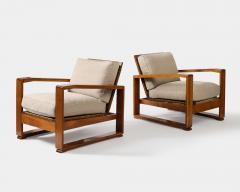 Francis Jourdain Elm Cord and Upholstery Lounge Chair by Francis Jourdain France c 1960 - 3666581