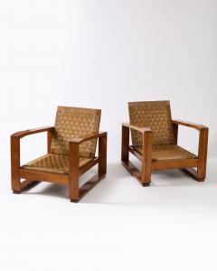 Francis Jourdain Elm Cord and Upholstery Lounge Chair by Francis Jourdain France c 1960 - 3666590