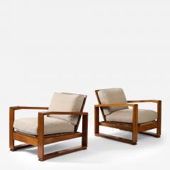 Francis Jourdain Elm Cord and Upholstery Lounge Chair by Francis Jourdain France c 1960 - 3671289