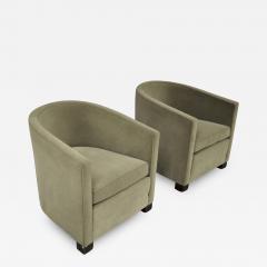 Francis Jourdain Francis Jourdain Comfy Modernist Pair of Club Chair Newly Covered in Velvet - 468853