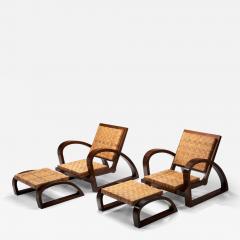 Francis Jourdain Pair of Chairs with Footstools by Francis Jourdain Attr France ca 1928 - 4105405