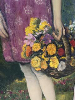 Francis Luis Mora Blond Girl with Basket of Flowers - 1995771