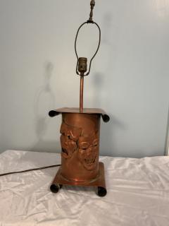 Francisco Rebajes MID CENTURY COPPER COMEDY TRAGEDY LAMP BY FRANCISCO REBAJES - 4271691
