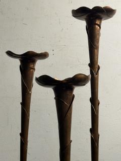 Francisco Rebajes TRIO OF HAND SCULPTED COPPER CANDLESTICKS ATTRIBUTED TO FRANCISCO REBAJES - 4319313
