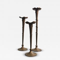 Francisco Rebajes TRIO OF HAND SCULPTED COPPER CANDLESTICKS ATTRIBUTED TO FRANCISCO REBAJES - 4395457