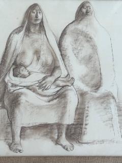 Francisco Zuniga 1967 Francisco Z iga Pastel Drawing Mother Child Provenance Sothebys NY - 4397238