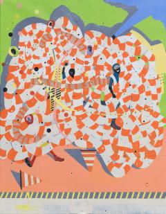 Francks Deceus Mumbo Jumbo 5 Figurative Painting with Red Pink and Green Colors - 3824425