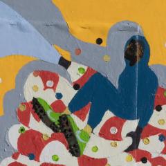 Francks Deceus Mumbo Jumbo NYC 10 Ironic Figurative Painting with Orange and Blue Colors - 3819157