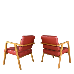 Franco Albini 1950s Franco Albini model 48 Louisa armchair in red leatherette - 3941456