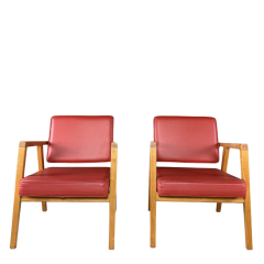 Franco Albini 1950s Franco Albini model 48 Louisa armchair in red leatherette - 3941458