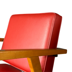 Franco Albini 1950s Franco Albini model 48 Louisa armchair in red leatherette - 3941461