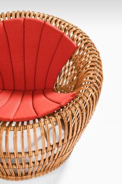 Franco Albini Easy Chair in Cane Fabric and Rattan by Franco Albini 1950s - 4642817