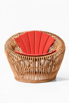 Franco Albini Easy Chair in Cane Fabric and Rattan by Franco Albini 1950s - 4643171