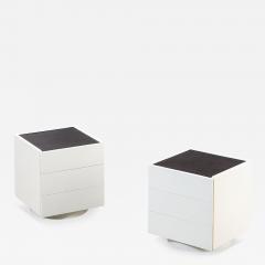 Franco Albini Franco Albini Pair of CD38 White Nightstands in Wood for Poggi 60s - 3281743