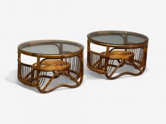 Franco Albini Franco Albini Style Italian Mid Century Modern Side Tables Bamboo Rattan - 3990314