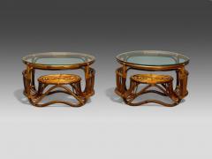 Franco Albini Franco Albini Style Italian Mid Century Modern Side Tables Bamboo Rattan - 3990315