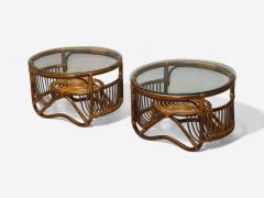 Franco Albini Franco Albini Style Italian Mid Century Modern Side Tables Bamboo Rattan - 3990316