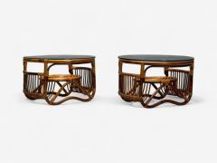 Franco Albini Franco Albini Style Italian Mid Century Modern Side Tables Bamboo Rattan - 3990318