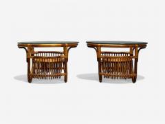 Franco Albini Franco Albini Style Italian Mid Century Modern Side Tables Bamboo Rattan - 3990320