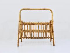 Franco Albini Franco Albini Style Rattan Bamboo Magazine Rack Newspaper Stand France 1950s - 4066587