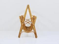 Franco Albini Franco Albini Style Rattan Bamboo Magazine Rack Newspaper Stand France 1950s - 4066634