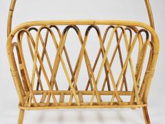 Franco Albini Franco Albini Style Rattan Bamboo Magazine Rack Newspaper Stand Italy 1970s - 4313194