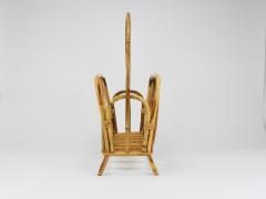 Franco Albini Franco Albini Style Rattan Bamboo Magazine Rack Newspaper Stand Italy 1970s - 4313212