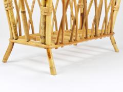 Franco Albini Franco Albini Style Rattan Bamboo Magazine Rack Newspaper Stand Italy 1970s - 4313220