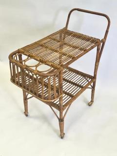 Franco Albini Italian Mid Century Modern Bamboo Rattan Bar Cart by Franco Albini - 4111455