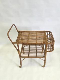 Franco Albini Italian Mid Century Modern Bamboo Rattan Bar Cart by Franco Albini - 4111470