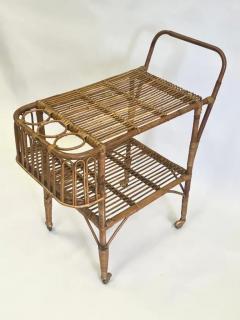 Franco Albini Italian Mid Century Modern Bamboo Rattan Bar Cart by Franco Albini - 4111537