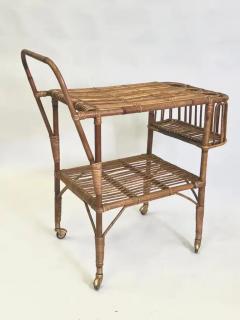 Franco Albini Italian Mid Century Modern Bamboo Rattan Bar Cart by Franco Albini - 4111549