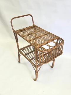 Franco Albini Italian Mid Century Modern Bamboo Rattan Bar Cart by Franco Albini - 4111551