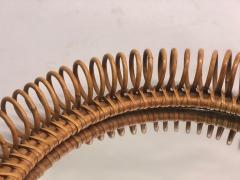 Franco Albini Italian Mid Century Modern Round Mirror in Rattan Attributed to Franco Albini - 2374741