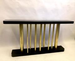 Franco Albini Italian Midcentury Modern Wood Brass Console Sofa Table Franco Albini - 2374677