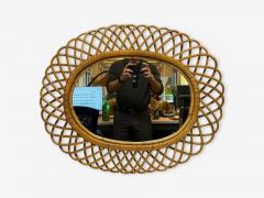 Franco Albini Italian Modern Rattan Bamboo Wall Mirror Italy 1960s - 4384464