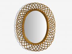 Franco Albini Italian Modern Rattan Bamboo Wall Mirror Italy 1960s - 4384465