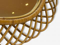Franco Albini Italian Modern Rattan Bamboo Wall Mirror Italy 1960s - 4384467