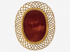 Franco Albini Italian Modern Rattan Bamboo Wall Mirror Italy 1960s - 4384468