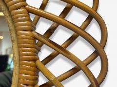 Franco Albini Italian Modern Rattan Bamboo Wall Mirror Italy 1960s - 4384469
