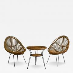 Franco Albini Living Room Set In Curved Bamboo Cane And Metal Attributable To Franco Albini - 4055869