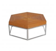 Franco Albini Mid Century Modern Rattan Bamboo and Chrome Hexagonal Cocktail Table - 2438586