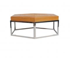 Franco Albini Mid Century Modern Rattan Bamboo and Chrome Hexagonal Cocktail Table - 2438588