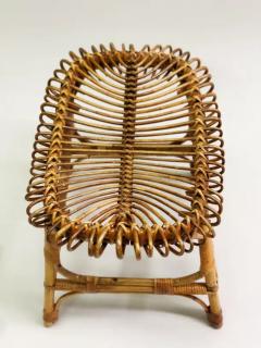 Franco Albini Pair of Italian Mid Century Modern Rattan Stools Benches attr Franco Albini - 4112250