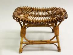 Franco Albini Pair of Italian Mid Century Modern Rattan Stools Benches attr Franco Albini - 4112292