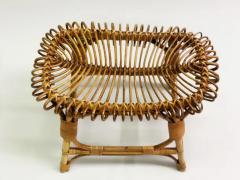 Franco Albini Pair of Italian Mid Century Modern Rattan Stools Benches attr Franco Albini - 4112303