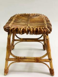 Franco Albini Pair of Italian Mid Century Modern Rattan Stools Benches attr Franco Albini - 4112314