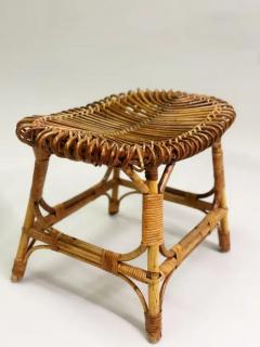 Franco Albini Pair of Italian Mid Century Modern Rattan Stools Benches attr Franco Albini - 4112317